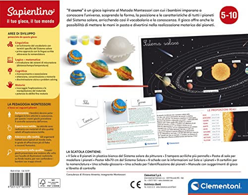 Clementoni - Sapientino Cosmo Montessori 5 años, Juego Educativo para Explorar el Sistema Solar, Desarrollo de Idiomas, Fabricado en Italia, Multicolor, 16359