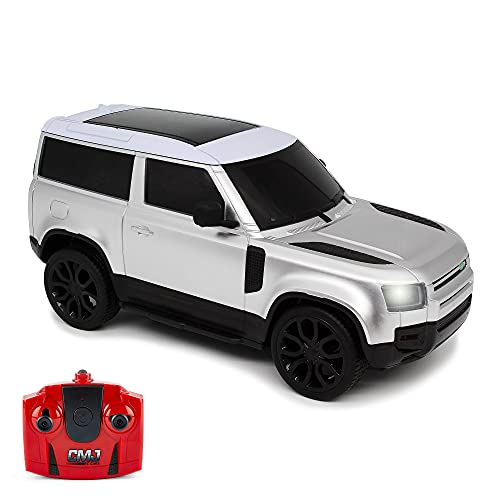 CMJ RC Cars Range Rover Discovery - Mando a distancia oficial para coche 1:24 con luces LED de trabajo, supercar controlado por radio (Range Rover Silver)