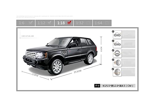 Coche Modelo a Escala Escala De 1:18 For R-Ange R-Over Sport Diecast Aleación De Lujo Vehículo De Lujo Modelo Simulación Juguete Adulto Colección De Navidad Juguetes