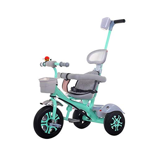 Cochecito Plegable Triciclo niños Multifuncional Bicicleta Ligera Silla de Paseo de Tres Ruedas Ultraligero niños rotación Triciclo (Color : Green)