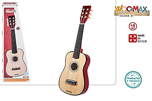 ColorBaby WOOMAX 49366 - Woomax-Guitarra de Madera 59cm +3a