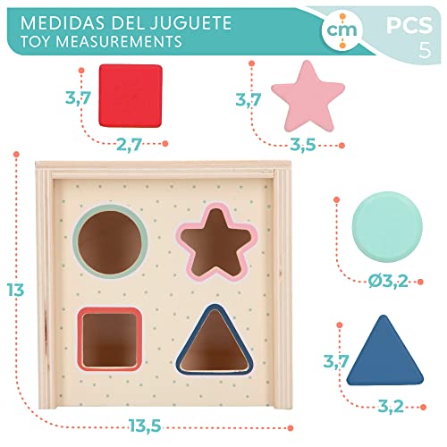 ColorBaby WOOMAX - Mr Wonderful-Caja Formas de Madera +12m - 5pcs (48803)