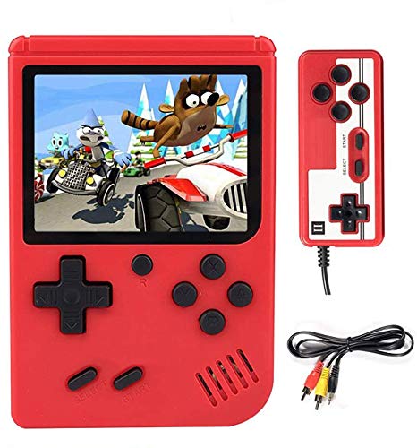 Consola de Juegos Portátil, 400 Juegos Retro Consola con 2,8 Pulgadas Pantalla a Color Soporte Dos Jugadores y Conexión de TV con Batería Recargable de 800 mAh Presente para niños y Adultos (Rojo-2)