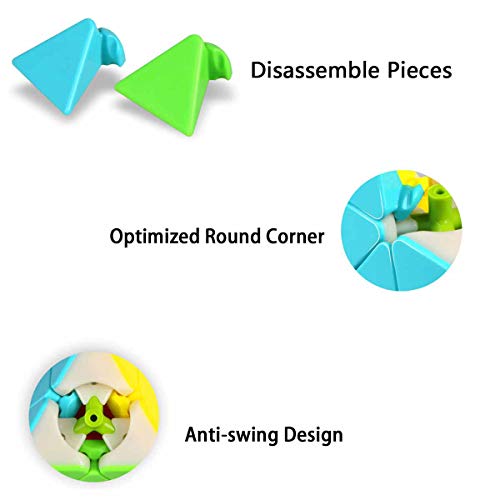 Cooja Cubos de Velocidad, 5 Piezas Speed Cube Set 2x2 + 3x3 + Pyraminx + Megaminx + Mirror Cube, Smooth Magic Cube Puzzle Durable Regalo de Juguetes para Niños Niñas