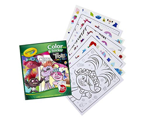 CRAYOLA 04-0917-0-000 Trolls - Cuaderno de 2 colores y pegatinas, multi, 25,5 x 21,6 x 0,4 cm