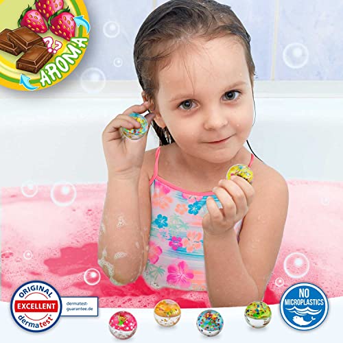 CRAZE Bibi & Tina Pack 3 Bombas Infantiles de Bibi Blocksberg con Juguete Regalo Pelota. Lote de 3 Sales de Baño Espumosas para Bañera o Piscina de Niños con Olor Sorpresa, Multicolor (29480)