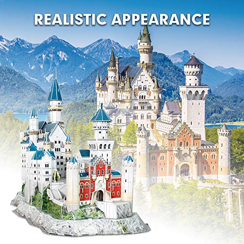 CubicFun Puzzle 3D Castillo de Neuschwanstein Schwangau Alemania, Edificio Kits de Modelo con Folleto de National Geographic, 121 Piezas