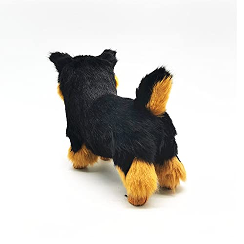Decoración Realista de Simulación de Yorkshire Terrier, Lindo Perro de Peluche, Cachorros Hechos a Mano para Decoración del Jardín del Hogar, Suministros de Adorno, 8.6 Pulgadas