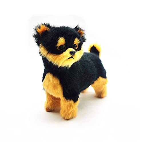 Decoración Realista de Simulación de Yorkshire Terrier, Lindo Perro de Peluche, Cachorros Hechos a Mano para Decoración del Jardín del Hogar, Suministros de Adorno, 8.6 Pulgadas