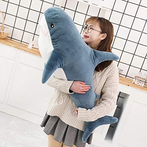 Dehcye 60-140cm Big Giant Polupar Shark Skin Soft Plush Shark Abrigo semiacabado Pez Almohada Juguetes Muñeca Regalo de Moda para niños Bebé 140cm Azul
