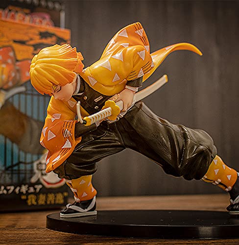 Démon Slayer Figura Agatsuma Zenitsu Tanjiro Versión Modelo de Muñeca Anime (Kimetsu No Yaiba) Colección Modelo Pop Figura para Oficina Decoración del Hogar 15 cm