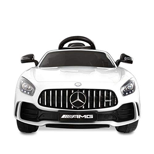 Devessport - Coche eléctrico para niños con Mando de Control Remoto - Mercedes GTR Blanco - Coche teledirigido con batería - Ideal para niños de 3 a 8 años (máximo 30 Kg) - Medidas: 102 x 62 x 53 Cm
