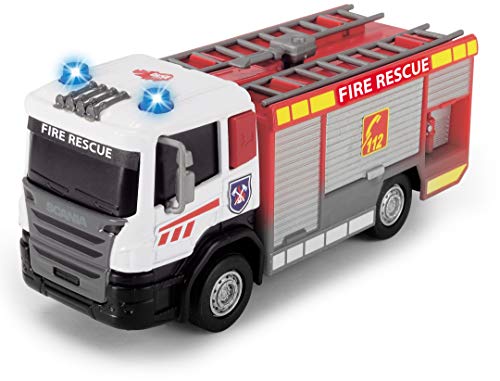 Dickie Toys 203712016-Scania, Camión de bomberos de marcha libre, 2 tipos, cabina fundida a presión, 17 cm, multicolor , color/modelo surtido