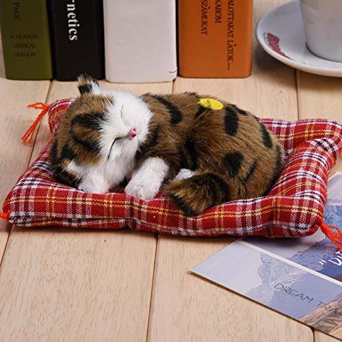 Dilwe Juguete de Gato Relleno de Simulación, 4 Tipos de Simulación de Felpa Gato de Peluche de Juguete de Sonido Decoración del Hogar, Regalo para Niños(Negro + Marrón)