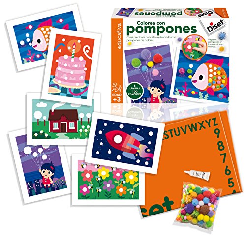 Diset- Colorea con Pompones Juego Educativo, Multicolor (63493)