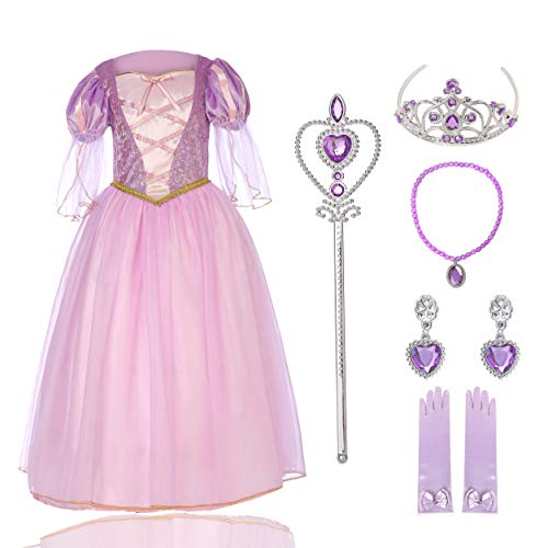 Disfraz inspirado en la princesa Rapunzel para niñas con accesorios 5-6 años