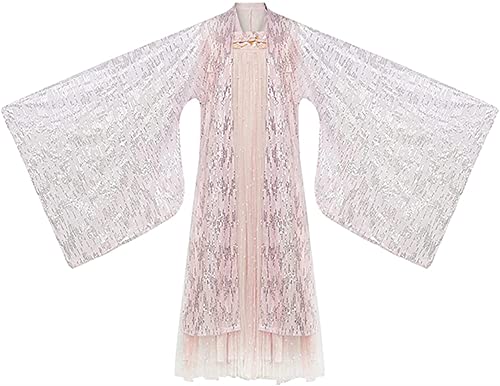 Disfraz Tradicional DE Hanfu Disfraz de Cosplay Bordado Hanfu Tradicional Chino para Mujer Vestido de Princesa Vintage Ropa (Color: Rosa, Tamaño: Medio) (Rosa M)