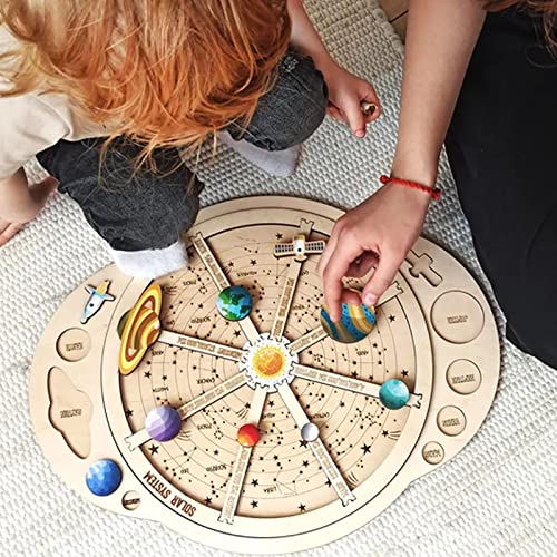 DRXX Puzzle Espacial con Planetas extraíbles Tablero Modelo de Sistema Solar Duradero Juego Educativo Stem para Amantes de la astronomía Brain Teaser Montessori Toy Patrones vívidos Regalo para niños