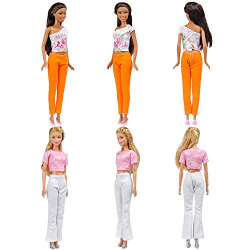 E-TING 5 sistemas calidad muñeca ropa blusa hecha a mano pantalones traje ropa de Sport para muñecas Barbie