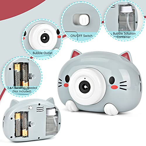 EKKONG Máquina de Burbujas Portátil, Automatic Maquina Burbujas, Maquina Pompas Jabon con Botellas Pompas de Jabón, Juguetes de Burbujas para Cumpleaños, Fiestas, Bodas al Aire Libre (Gato)