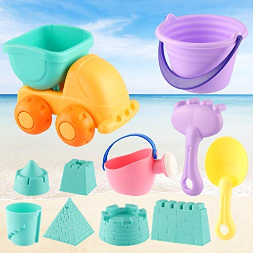 ele ELEOPTION Paquete de 11 Juguetes de Playa para niños, Juego de Juguetes de Arena para la Playa, Juego de Arena para niños pequeños, niños, niñas, Juguetes acuáticos