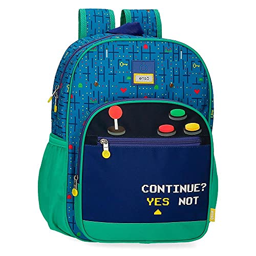 Enso Gamer Mochila Escolar Adaptable a Carro Azul 30x38x12 cms Poliéster 13,68L