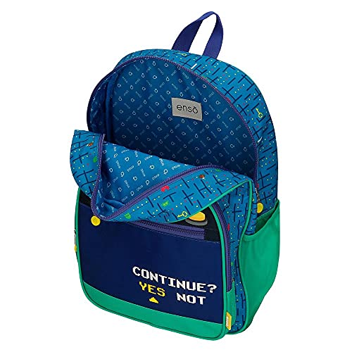 Enso Gamer Mochila Escolar Adaptable a Carro Azul 30x38x12 cms Poliéster 13,68L