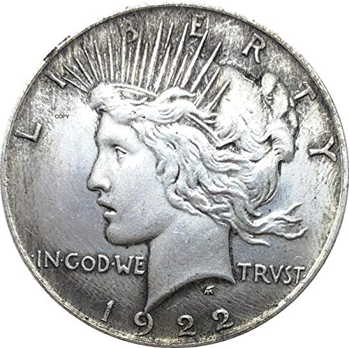 Estados Unidos de América US 1922 S Estatua de la Libertad Moneda In God We Trust 1 dólar de la Paz Moneda de Copia bañada en Cobre