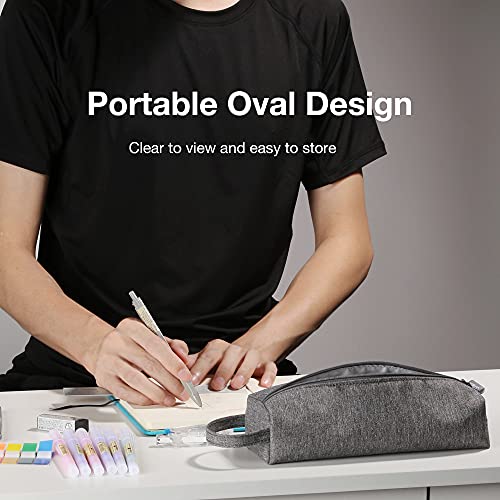 Estuche multifuncional para rotuladores, bolsa con capacidad pequeña para estudiantes de primaria media, estética y diseño ovalado portátil (café)