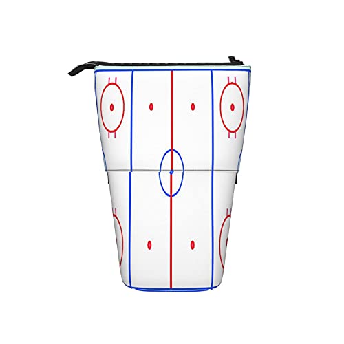 Estuche telescópico para lápices ，Campo de hockey sobre hielo en tonos azules y， Porta lápices de pie Estuche para lápices Estuche para papelería Estuche con cremallera Estuche para cosméticos.