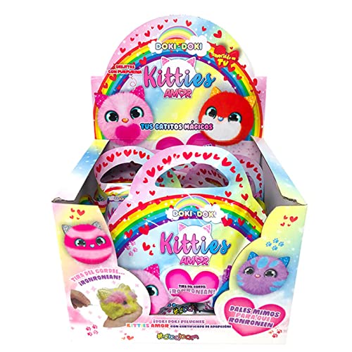 Expositor 6 Sobres Doki Doki Kitties Amor, Peluches Doki Doki Kitties, Juguete para niñas. Regalo Cumpleaños, Navidad, Reyes.