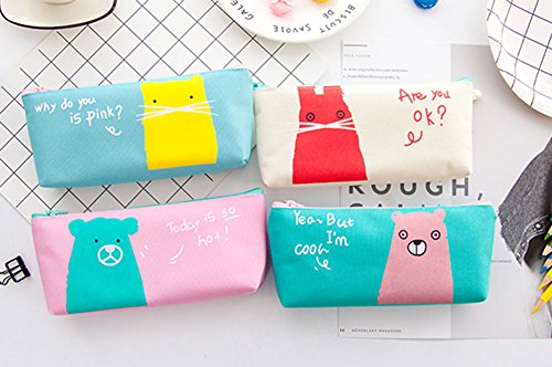 fablcrew bolsa de lápices para impresos Animales Concis bolsa de aseo para estudiantes, color fondo azul 24*8cm