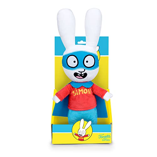 Famosa Softies - Simón con traje de Súper héroe, conejito de peluche de 27 centímetros, personaje de la serie de dibujos animados, desde 0 años, (760020278)