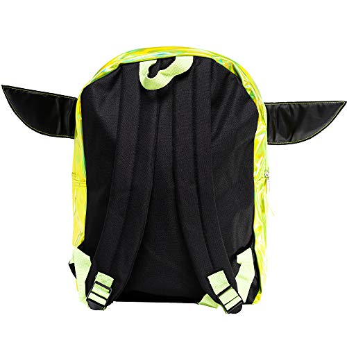 Fast Forward Star Wars"The Child" Baby Yoda Mochila de 16 pulgadas con lámina plateada y orejas en forma, grande (OLSI)
