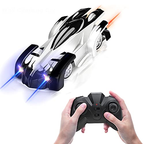 Fivejoy Coche Teledirigido, Coche RC, Coche Teledirigido para Niños con 2 Modos de Pared/Piso, 360 Rotación Climber Alta Velocidad Control Remoto Coches, Luces LED y Cable USB, Juguetes para Niños
