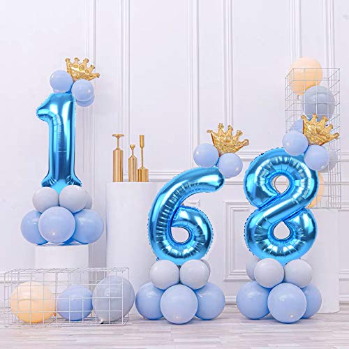 Foil Globo Azul Número Numérico 0 a 9 40 Pulgadas Gigante Numeros 3 Grande Globos Para La Boda Aniversario Globo de Cumpleaños Fiesta Decoración