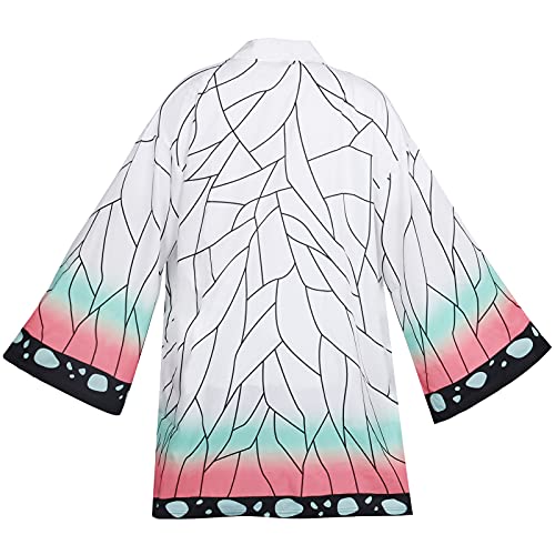 Formemory Demon Slayer Cosplay Capa Disfraz Halloween Anime Zenitsu Nezuko Kimono Cosplay Uniform Coat Kimetsu No Yaiba Demon Slayer Manga figuras y pendientes, Kochou Shinobu., XXL