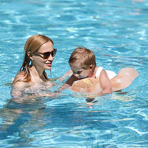 Free Swimming Baby Flotador inflable de natación para bebés ayuda a aprender a patear y nadar con un seguidor de inflado para la edad de 3 a 36 meses (rosa, S)