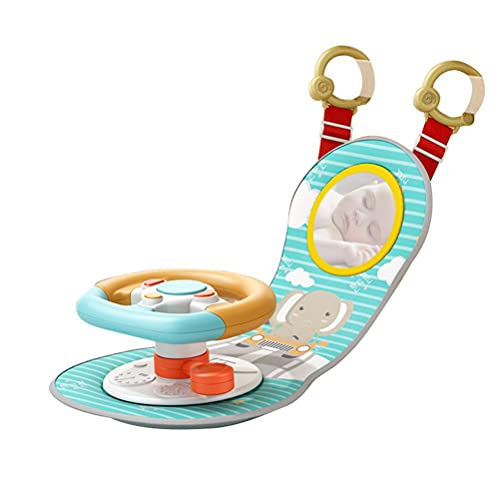 GDZTBS Asiento de Coche para Bebés con Espejo, Imitación de Conducción para Niños Pequeños, Juguetes para Asiento de Coche, Volante con Luces Musicales y Sonidos de Conducción