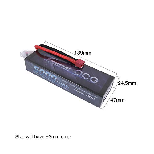 Gens ace B-50C-5000-2S1P-HARDCASE-24 - Batería de Lipo del Paquete 7.4V 5000mah 2S 50C, Batería/Pila Recargable