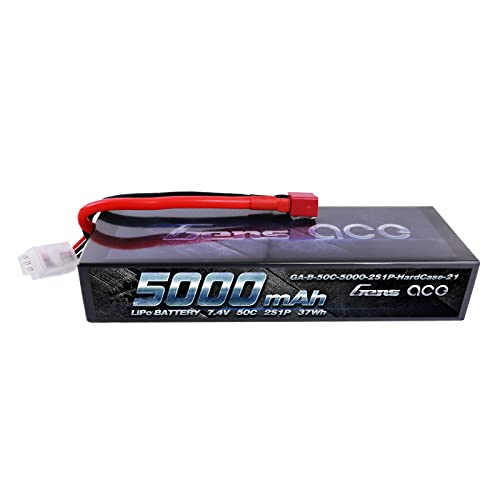 Gens ace B-50C-5000-2S1P-HARDCASE-24 - Batería de Lipo del Paquete 7.4V 5000mah 2S 50C, Batería/Pila Recargable