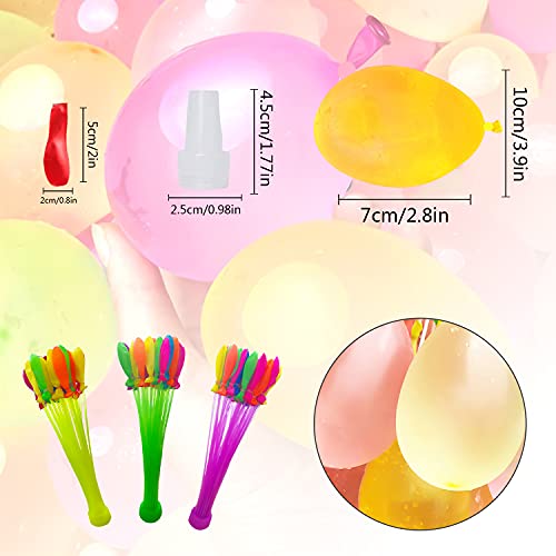 Globos de agua de colores, 222 unidades de globos de agua autosellantes, bombas de agua, 6 grupos con 37 botellas de agua, para fiestas en la piscina, batalla en la playa
