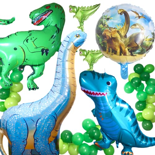 Globos dinosaurios grandes para cumpleaños de niños y niñas. Decoracion dinosaurios cumpleaños. 3 globos dinosaurios gigantes y 3 medianos para fiesta infantil