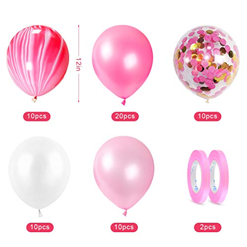 Globos Rosas 60 Piezas, Globos Rosas Cumpleaños, Globos Confeti, Decoracion Cumpleaños Niña, Globos Latex Para Cumpleaños Niña, Baby Shower, Boda, Decoraciones De Cumpleaños De Color Rosa