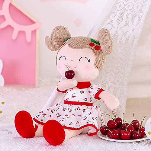 Gloveleya Muñeca Suave para Regalos de bebé niña muñeca de Trapo de Felpa muñeca Cereza niña Edad 0+ Rojo Nuevo