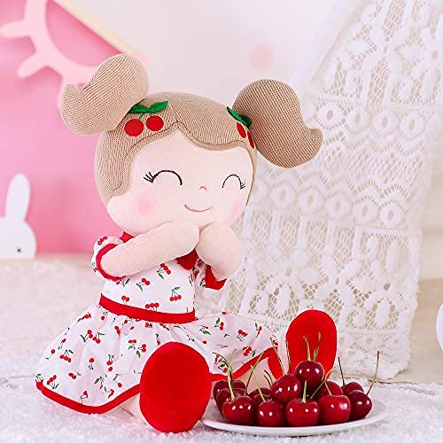 Gloveleya Muñeca Suave para Regalos de bebé niña muñeca de Trapo de Felpa muñeca Cereza niña Edad 0+ Rojo Nuevo