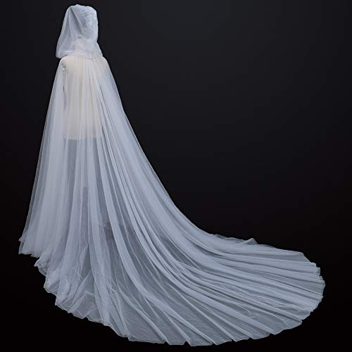 GRACEART Mujeres Princesa Capa Mantón De la Boda De la Gasa Capa con Capucha Largo Disfraz de Halloween para (Blanco)