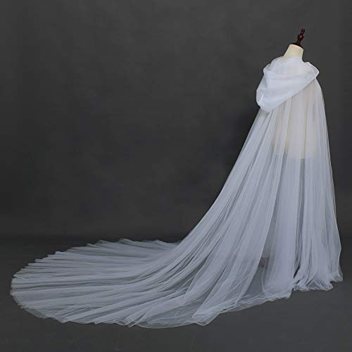 GRACEART Mujeres Princesa Capa Mantón De la Boda De la Gasa Capa con Capucha Largo Disfraz de Halloween para (Blanco)