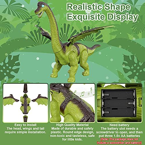 GRESAHOM Juguete de Dinosaurio, Triceratops Caminando con Luces LED, Cabeza, Cola y piernas, oscilación Luminosa, Realista, Gran Juguete Educativo para niños pequeños, niños y niñas