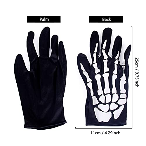 Guantes Esqueleto Halloween Guantes de Esqueletos Blancos Guantes Hueso Guantes Esqueleto de Hueso Fantasma Unisex para Cosplay Adultos Halloween Carnaval Fiesta de Disfraz de Danza（2 Juegos）